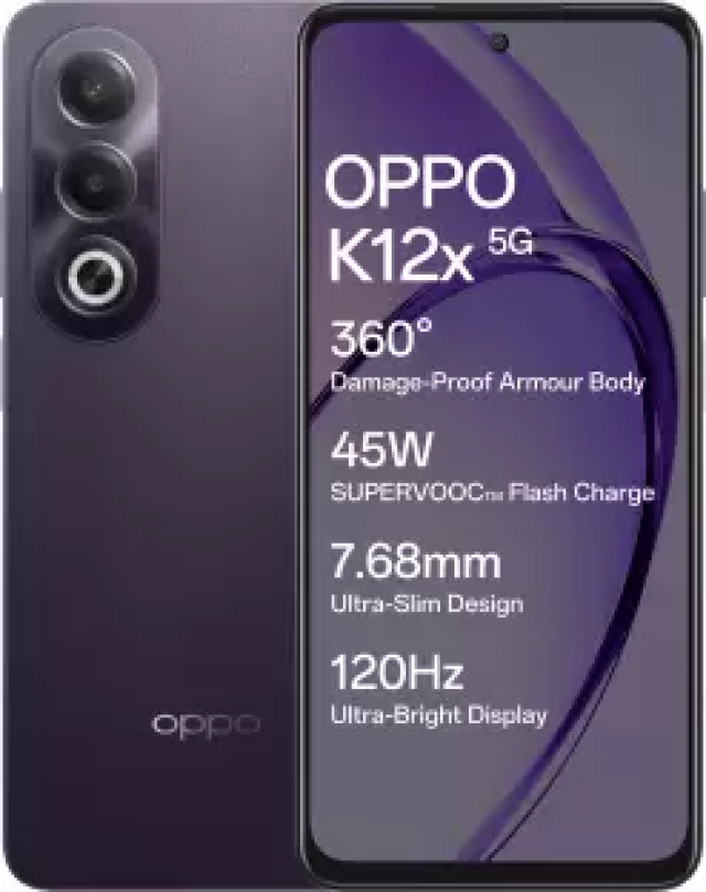 OPPO K12x 5G with 45W SUPERVOOC Charger In-The-Box (Midnight Violet, 128 GB)  (6 GB RAM)